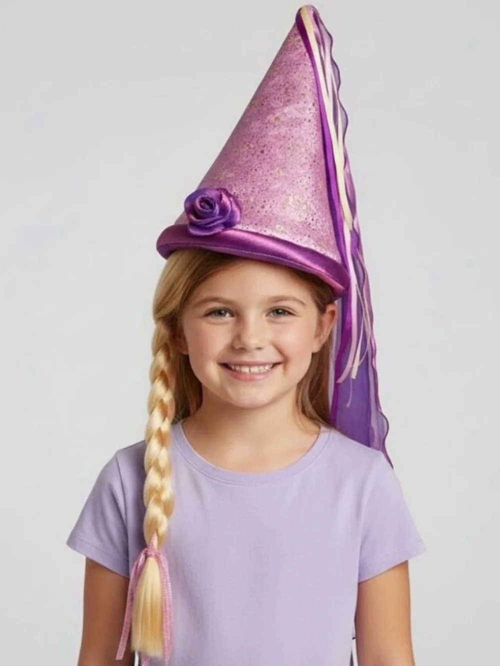 Disney Purple Rapunzel Hat with Blonde Braided Ponytail